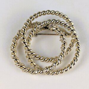 Vintage Swirly Gold-Tone Braided Brooch